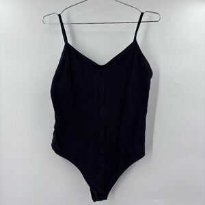 Everlane Cami Bodysuit V Neck Black Size Medium